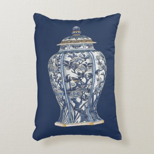 Blue  White Porcelain Vase by Vision Studio Accent Pillow