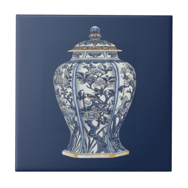 Blue & White Porcelain Vase by Vision Studio Ceramic Tile (Front)
