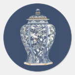 Blue &amp; White Porcelain Vase by Vision Studio Classic Round Sticker