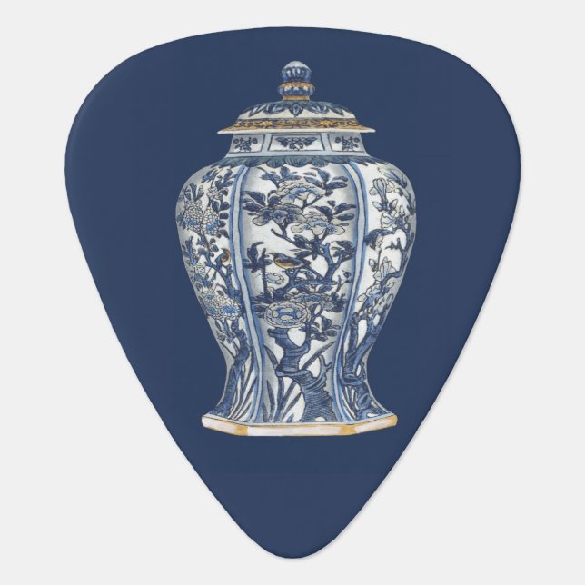 Blue & White Porcelain Vase by Vision Studio Guitar Pick (Front)