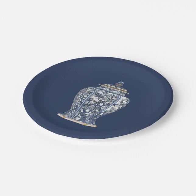 Blue & White Porcelain Vase by Vision Studio Paper Plates (Angled)