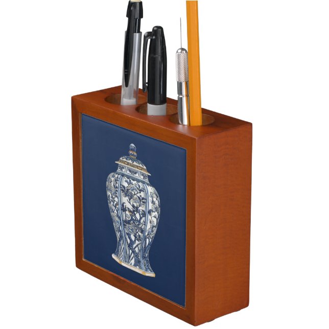 Blue & White Porcelain Vase by Vision Studio Pencil Holder (In Situ)