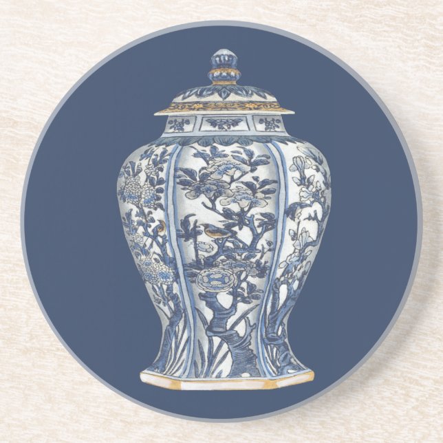 Blue & White Porcelain Vase by Vision Studio Sandstone Coaster (Front)