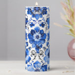 Blue White Portuguese Azulejo Floral Ceramic Mug Pillar Candle