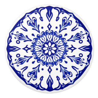 Blue & White Portuguese Azulejo Vibe Ceramic Knob