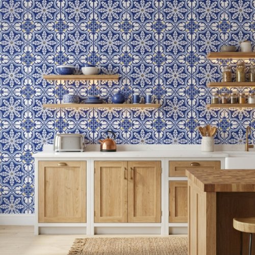 Blue White Portuguese Tile Peel and Stick Wall Dec Blue White Portuguese Tile Peel and Stick Wall Dec
