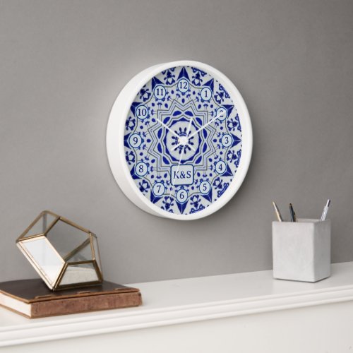 Blue  White Pottery  Tile _ World Cultures Clock