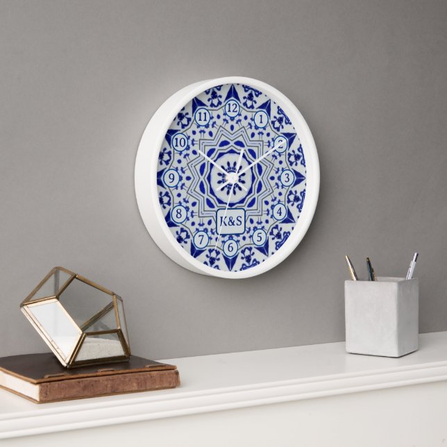 Blue & White Pottery / Tile - World Cultures Clock (Office)