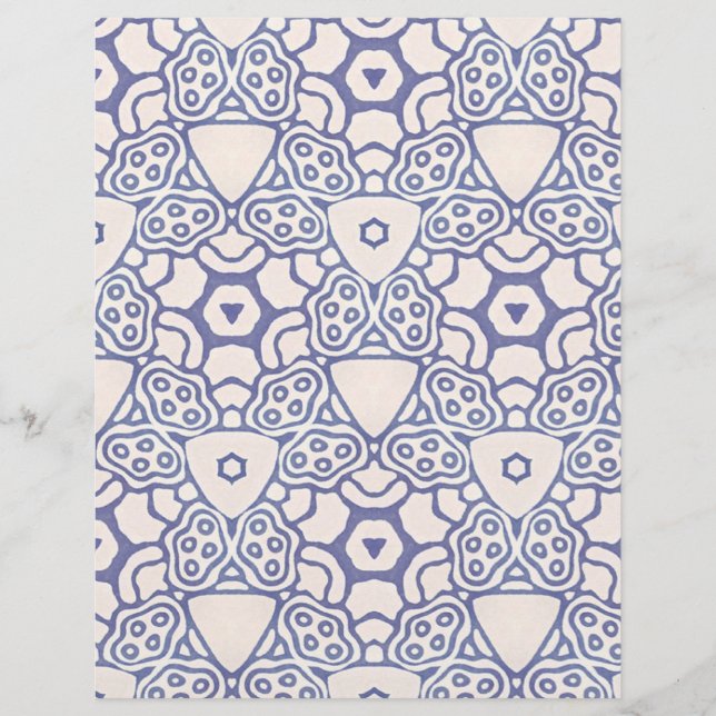 Blue White Print Scrapbook Decoupage Craft Paper (Front)