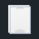 Blue White Professional Business Personalized Letterhead<br><div class="desc">A simple blue and white professional letterhead for your business. All of the fields are editable,  so you can change them to say what you want,  or delete one if you don't need it.</div>