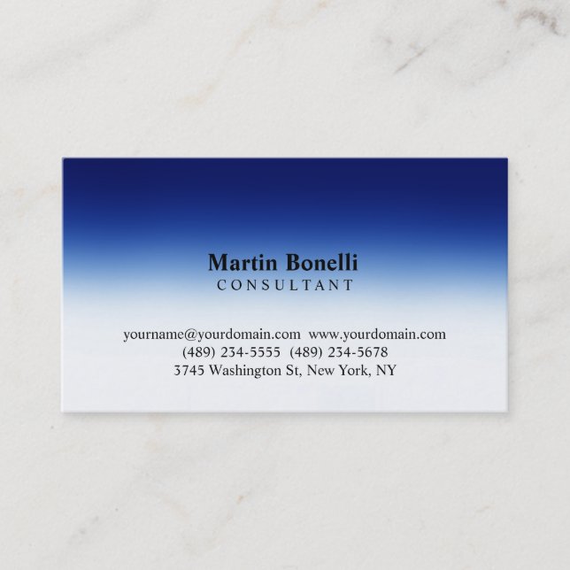 Blue White Professional Consultant Business Card (Front)