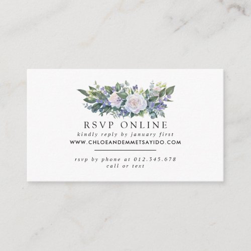 Blue White Purple Floral Wedding Website RSVP Enclosure Card
