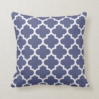 Blue & White Quatrefoil Pattern Pillow by JustLola at Zazzle