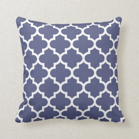 Blue & White Quatrefoil Pattern Pillow
