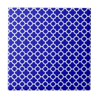 Blue White Quatrefoil Tile by SimplyChicHome at Zazzle