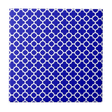 Blue White Quatrefoil Tile