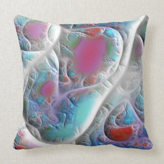 Blue & White Quilt - Magenta & Aqua Delight Throw Pillow