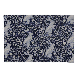 Blue & White Rabbit Bunny Elegant Art Cobalt Navy Pillow Case