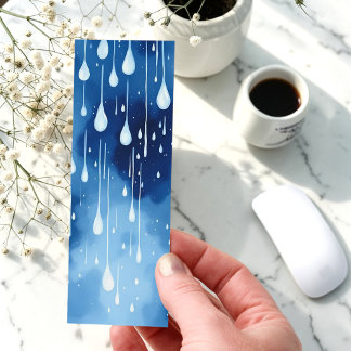 Blue White Raindrops Pattern Nature Bookmarks