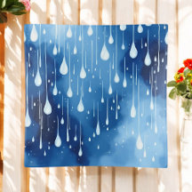 Blue White Raindrops Pattern Nature Trinket Tray
