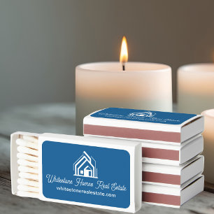 Blue White Real Estate Business Customized Realtor Matchboxes