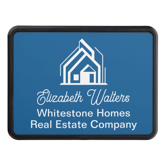 Blue White Real Estate Company Customized Realtor Hitch Cover (Front)