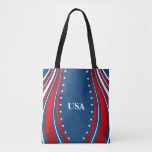 Blue White Red American Flag Tote Bag