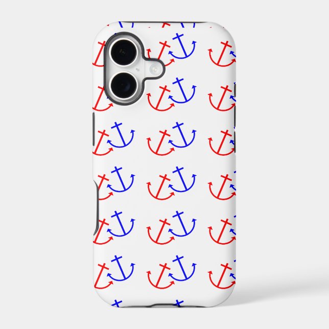 Blue White Red Anchors Pattern Iphone Case (Back)