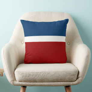 Blue White Red Color Block Style Design Throw Pillow