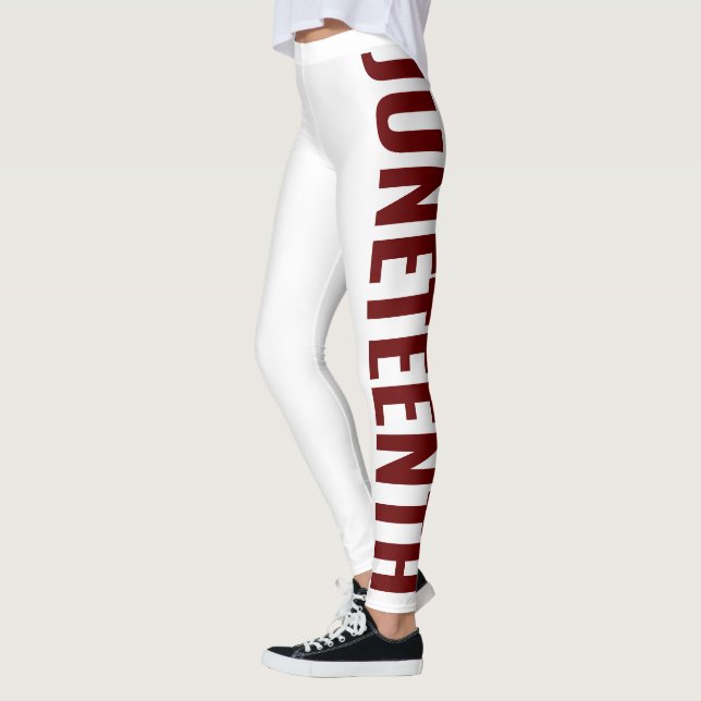 Blue White Red Freedom Day June 19 JUNETEENTH Leggings (Left)
