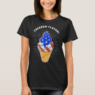 Blue White Red Ice Cream Cone 4th July Independenc T-Shirt
