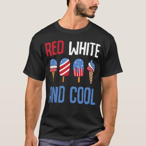 Blue White Red Ice Cream Cone US Flag 4th Of July  T_Shirt