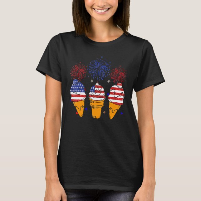 Blue White Red Ice Cream Cone Us Flag Patriotic 4t T-Shirt (Front)