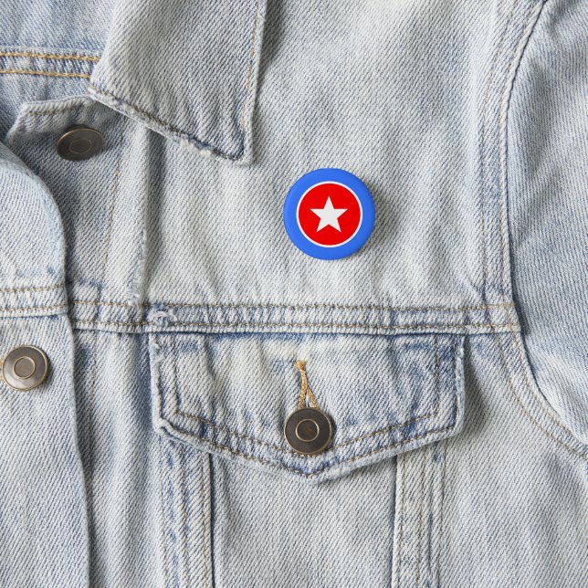 Blue White Red Panama Button (In Situ)