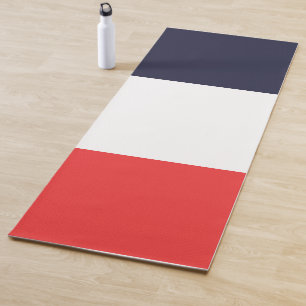 Blue White & Red Stripes Striped Design Yoga Mat