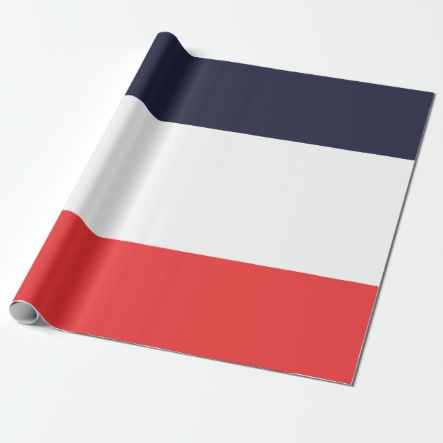 Blue White & Red Stripes Striped Party Wrapping Paper (Unrolled)