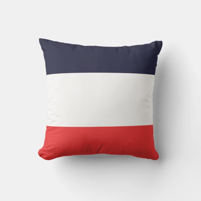 Blue White & Red Stripes Striped Throw Pillow (Front)