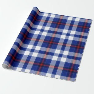 Blue White Red Tartan Plaid Wrapping Paper