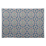 Blue White Red Teal Oriental Azulejo Pattern Cloth Placemat