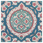 Blue White Red Teal Oriental Azulejo Pattern Fabric
