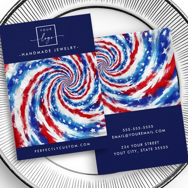 Blue white red tie dye swirl earring display card (Blue white red tie dye swirl earring display card)