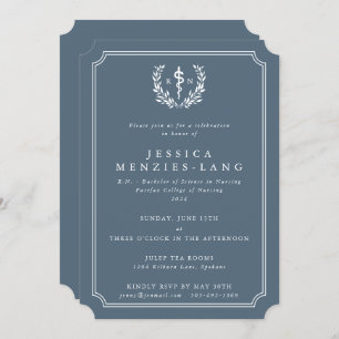 Blue/White Registered Nurse Asclepius Graduation Invitation