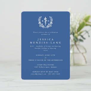 Blue/White Registered Nurse Asclepius Graduation Invitation