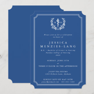 Blue/White Registered Nurse Asclepius Graduation Invitation