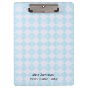 Blue White Retro, World's Greatest Teacher, Name,  Clipboard