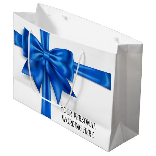 Blue white ribbon bow glam elegant chic girly large gift bag