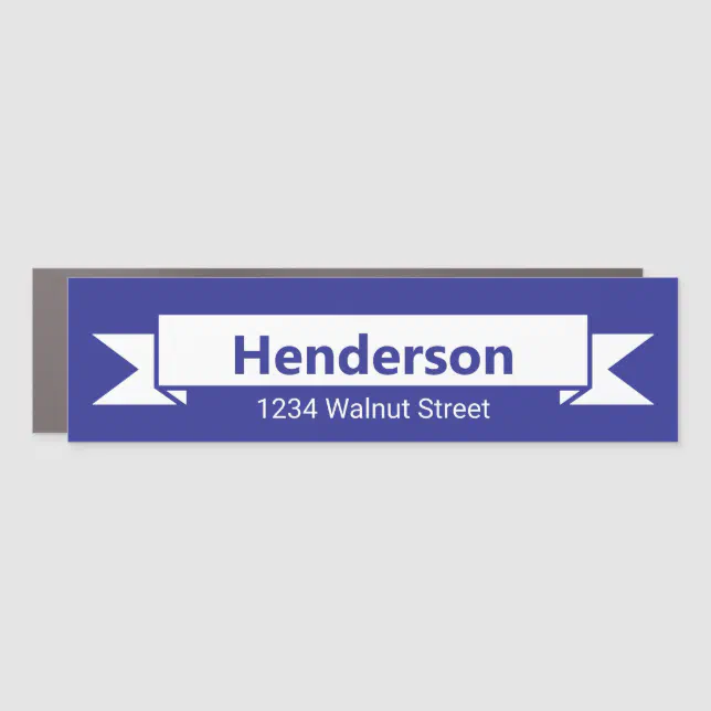 Blue & White Ribbon Name Address Mailbox Magnet | Zazzle