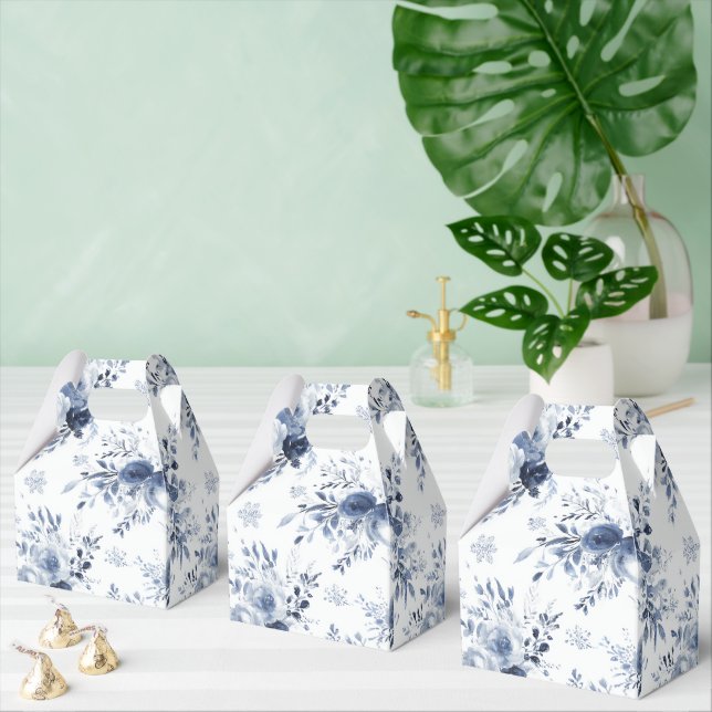 Blue White Romantic Floral Bridal Shower Wedding Favor Boxes (Multiple)