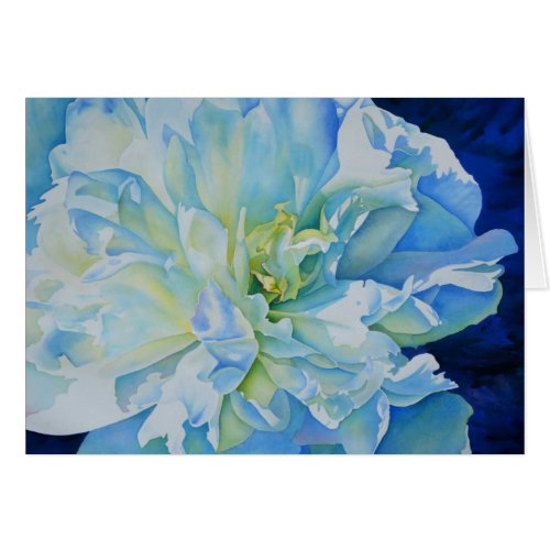 Blue white romantic peony watercolor painting 