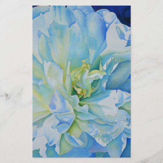 Blue white romantic peony watercolor painting (Front)